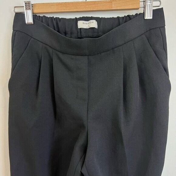 Aritzia Babaton Cohen Black Dress Pants Pleated Trousers Pockets Elastic Waist 2 - Picture 5 of 11
